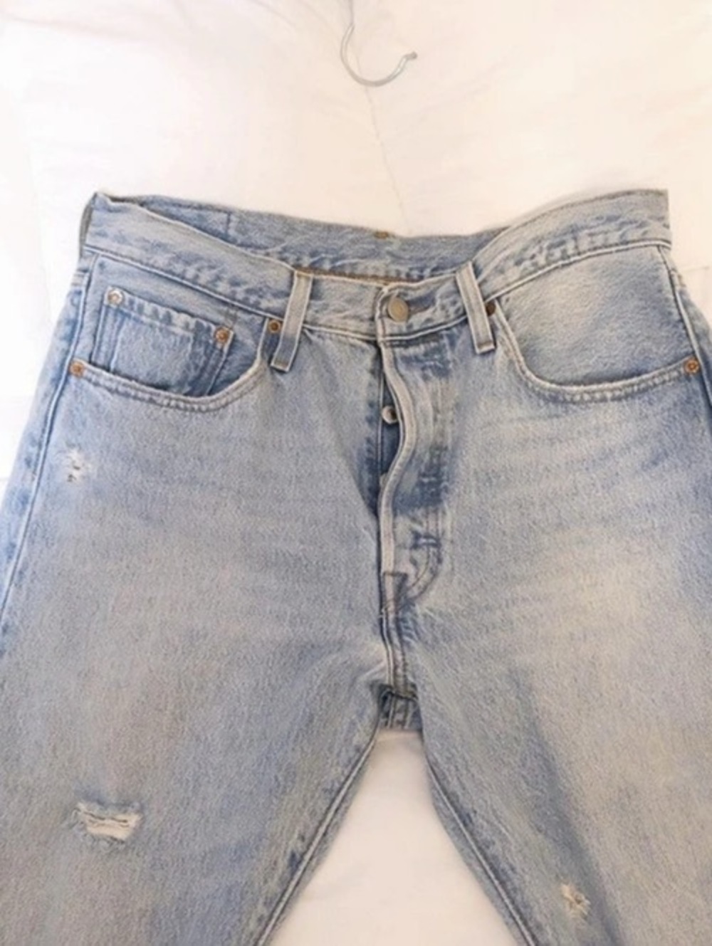 Levi's 501 Original Distressed Jeans Straight Leg Blue Waist 30